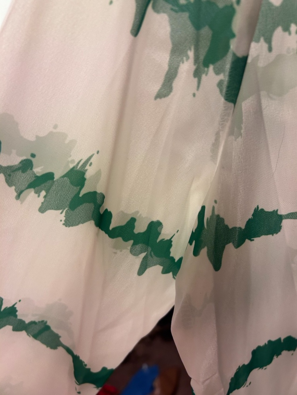 Green & White Abstract Tie-Dye Long-Sleeve Blouse 2XL - Picture 3 of 3
